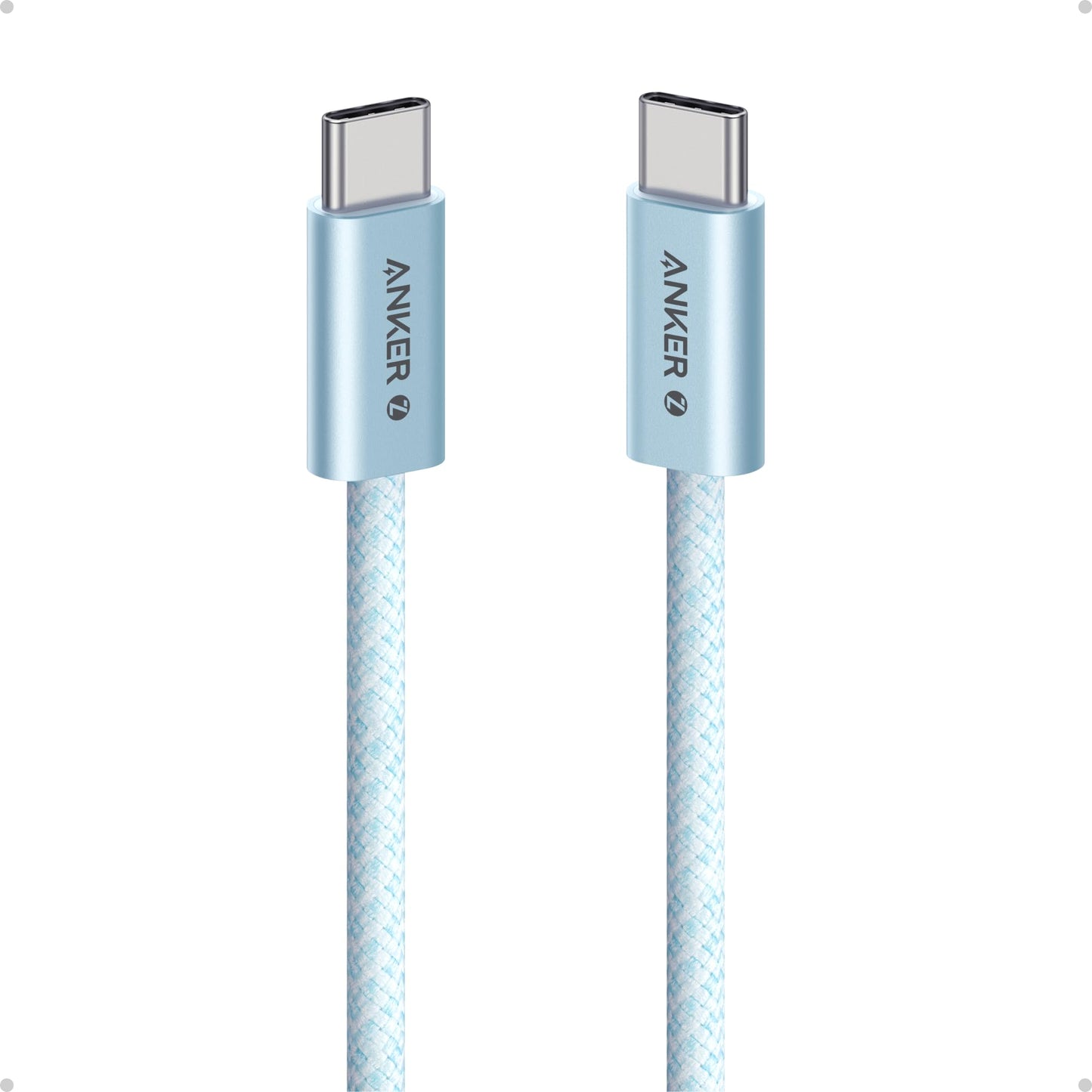 Anker Zolo USB C to USB C Cable, Braided and Dirt-Free Type-C Fast Charging Cable, Slim Connector, for iPhone 17 Series, MacBook (240W) (White, 3.3 FT)