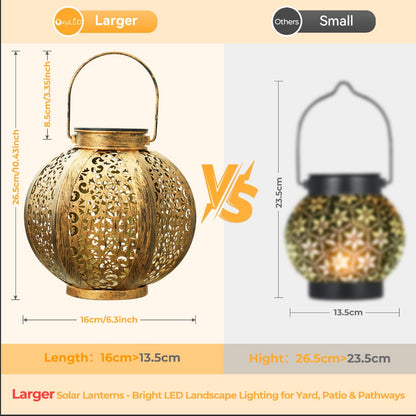 OxyLED 2 Pack Solar Lanterns for The Garden, Solar Garden Lamps Hanging Lantern IP44 Waterproof LED Solar Decorative Landscape Lighting for Patio Backyard Pathway Warmwhite