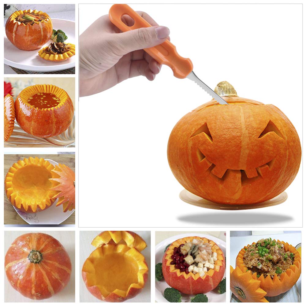 Elmchee Halloween Pumpkin Carving Tools, Halloween Jack-O-Lanterns 13 Piece Professional pumpkin cutting supplies tools Kit stainless steel lengthening and thickening