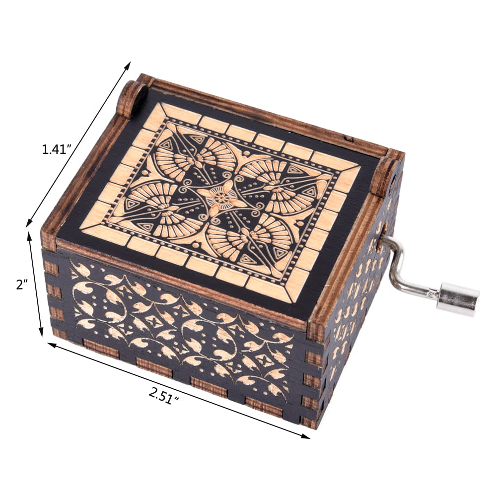 byykit Can't Help Falling in Love Wood Music Box, Antique Engraved Musical Boxes Case for Love One Wooden Music Box - Gifts for Lover, Boyfriend, Girlfriend, Husband, Wife (Black)