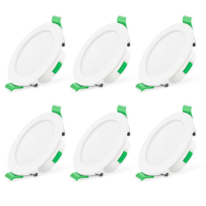 ALUSSO LED Downlights Dimmable 7W IP44 Slim Recessed Ceiling Lights, 3CCT 3000K Warm 4000K Neutral 6500K Cool Adjustable Bathroom Spotlights, White, 6 Pack