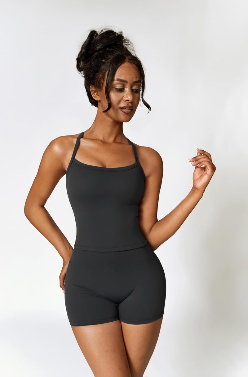 Two Piece Workout Sets for Women - Tank Top & High Waist Booty Lifting Shorts | Gym Yoga Activewear