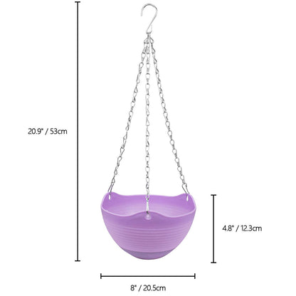Foraineam Set of 7 Colors Self-Watering Hanging Planter Indoor Outdoor Garden Flower Plant Pot Container with Drainer and Hanging Chain