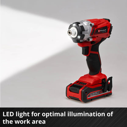 Einhell Power X-Change 140Nm Cordless Impact Driver - 18V, 2300 RPM, 1/4" Hex Bit Mount, LED Light - TE-CI 18/1 Li Solo Battery Powered Impact Drill (Battery Not Included), Red