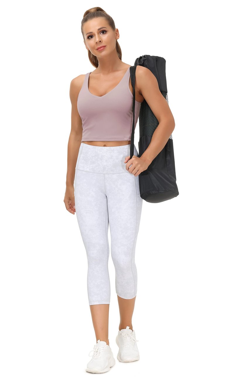 Women’s Longline Sports Bra Wirefree Padded Medium Support Yoga Bras Gym Running Workout Tank Tops(Light Purple, Medium)