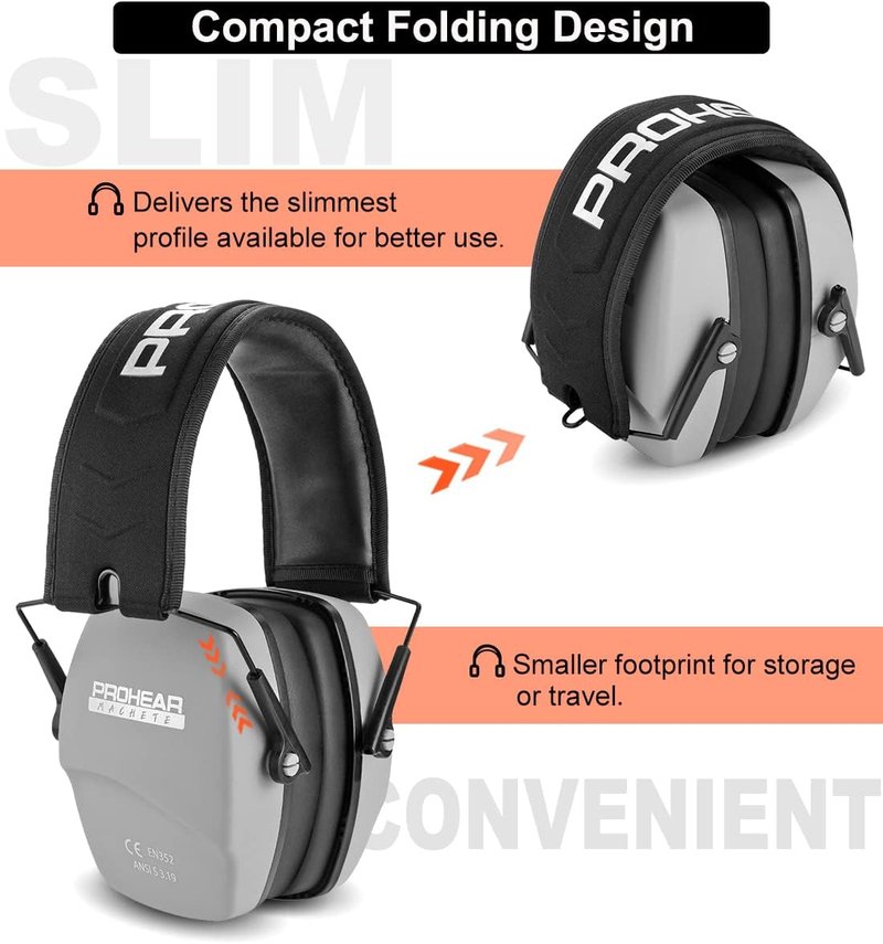 PROHEAR Ear Protection Earmuffs - Slim Design for Shooting & Noise Reduction | Comfortable Fit
