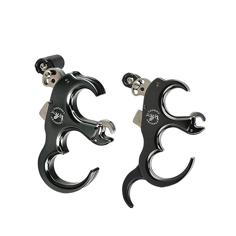 SHARROW Bow Release Aid 3/4 Fingers Automatic Archery Release Aluminium Alloy Thumb Trigger for Compound Bow Accessory (Black)