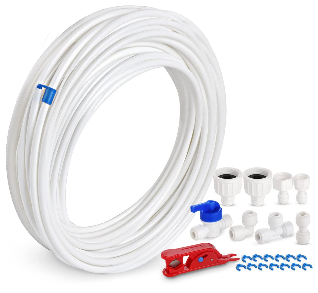 ilauke 15M Water Supply Pipe Tube + Fridge Connector Kit For European Style Double Fridge Refrigerator (1/4" Pipe)