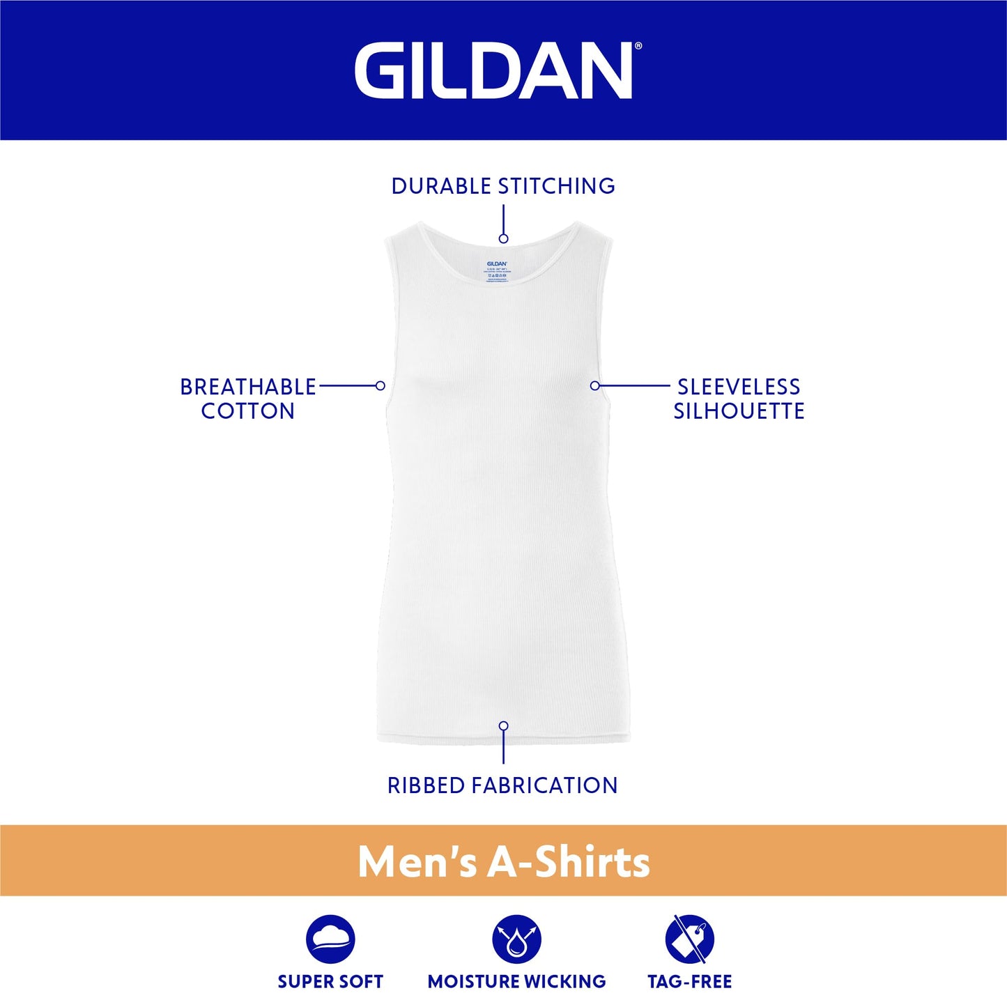 Gildan Men's A-Shirt Tanks, Multipack, Style G1104, Black (6-Pack), Medium