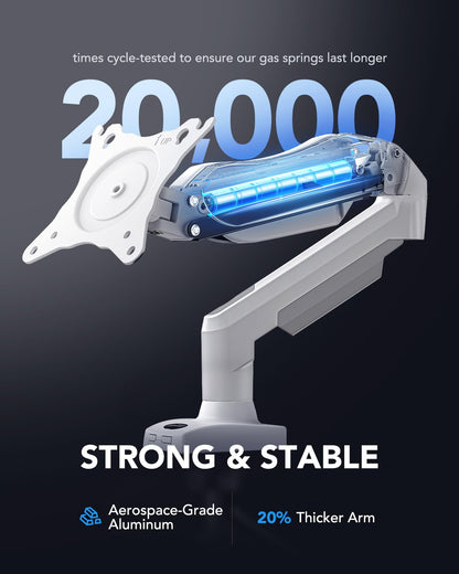 HUANUO Single Monitor Mount, 13 to 32 Inch Gas Spring Monitor Arm, Adjustable Stand, Vesa Mount with Clamp and Grommet Base - Fits 4.4 to 19.8lbs LCD Computer Monitors