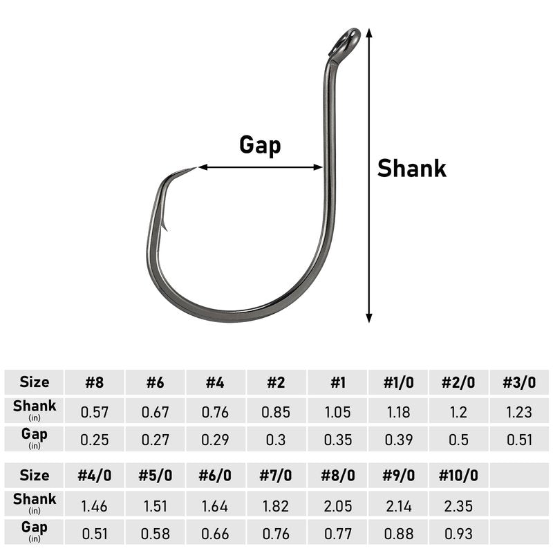 Dr.Fish 100 Pack Octopus Circle Hooks, Saltwater & Freshwater Fishing Hooks, #8-#10/0, Offset, Catfish, Tuna, Striper, Snapper, Bass Fishing #6