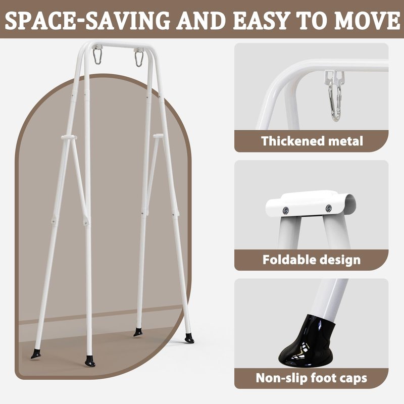 Toddler Swing with Soft Cushion, Foldable Indoor & Outdoor Baby Swing, Easy to Install & Store for Backyard Play (Black)