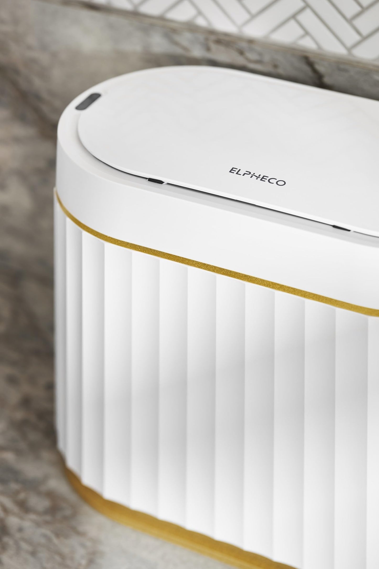 ELPHECO Mini Trash Can with Lid Small Desktop Lid, 1.3 Gallon Countertop Automatic Garbage Can, Commercial Tiny Motion Sensor Waste Basket for Bathroom, Coffee, Bedroom, Office