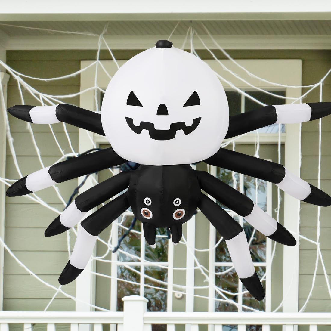 GOOSH 5 FT Width Halloween Inflatables Outdoor Decorations Spider with Magic Light, Blow Up Yard Decorations with LED Lights for Party Yard Garden Lawn