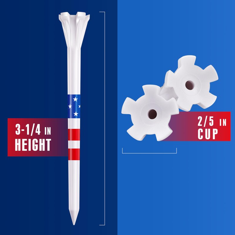 CHAMPKEY 5-Prong Plastic Golf Tees 120 Pack - Star and Stripe Marking System Golf Plastic Tees - Includes 100 Pcs 3-1/4" and 20 Pcs 1-1/2" Plastic GLF Tees (3-1/4")