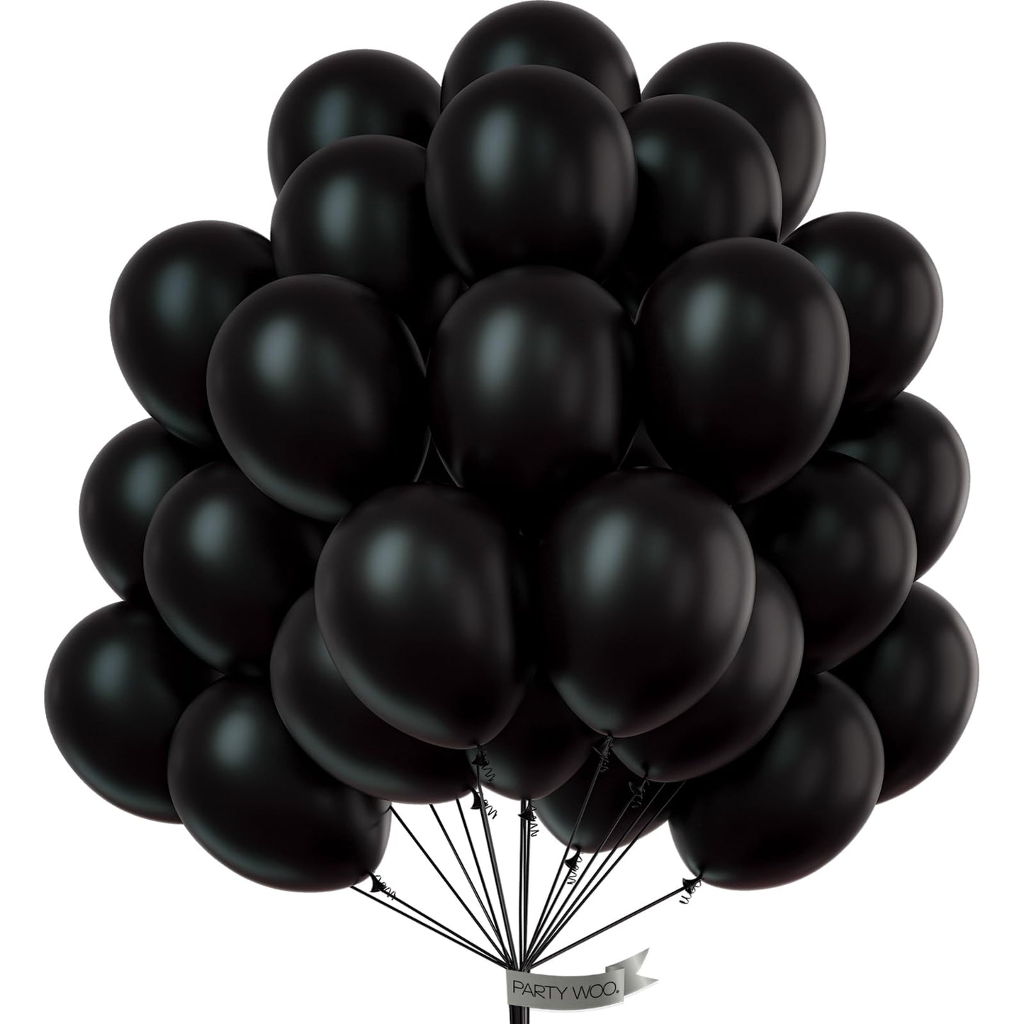 PartyWoo Black Balloons 50 pcs 12 Inch Matte Black Latex Helium Balloons for Graduation Halloween New Year Anniversary Birthday Retirement Party Decorations Black-Y18