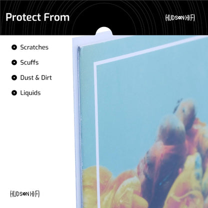 Hudson Hi-Fi Vinyl Record Outer Sleeve Covers - 50 Pack - Premium Crystal Clear Sleeves - Protect Your LP Albums from Scratches, Dirt & Dust - 3 Layers of 30µm Thick No-Acid Exterior Disc Cover