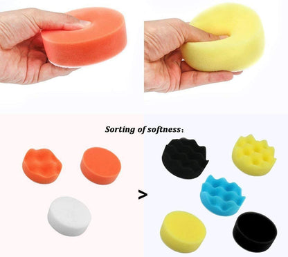 BangShou 25 Pack 3" Polishing Pads, Sponge Buff Pads Set Kit with M10 Drill Adapter, Compound Auto Car Polisher