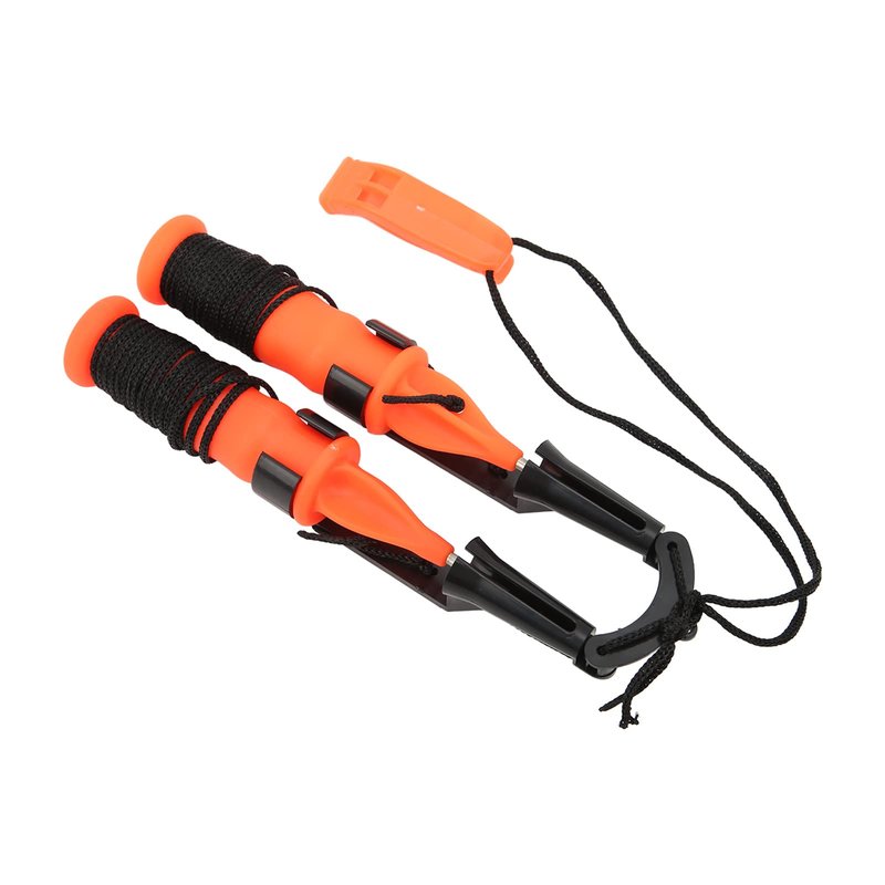 Life Saving Ice Pick, 2pcs Orange Handle Fishing Ice Picks Ice Safety Picks with Emergency Whistle Ice Fishing Picks for Camping Hiking Fishing(Black Rope)