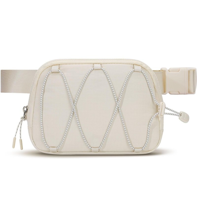 MAXTOP Small Crossbody Fanny Packs for Women Belt Bag with Adjustable Strap Reflective Waist Pack for Yoga Running Hiking Travel Casual Workout,Beige