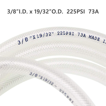 3/8" ID x 10 Ft High Pressure Braided Clear PVC Vinyl Tubing Flexible Vinyl Tube, Heavy Duty Reinforced Vinyl Hose Tubing, BPA Free and Non Toxic