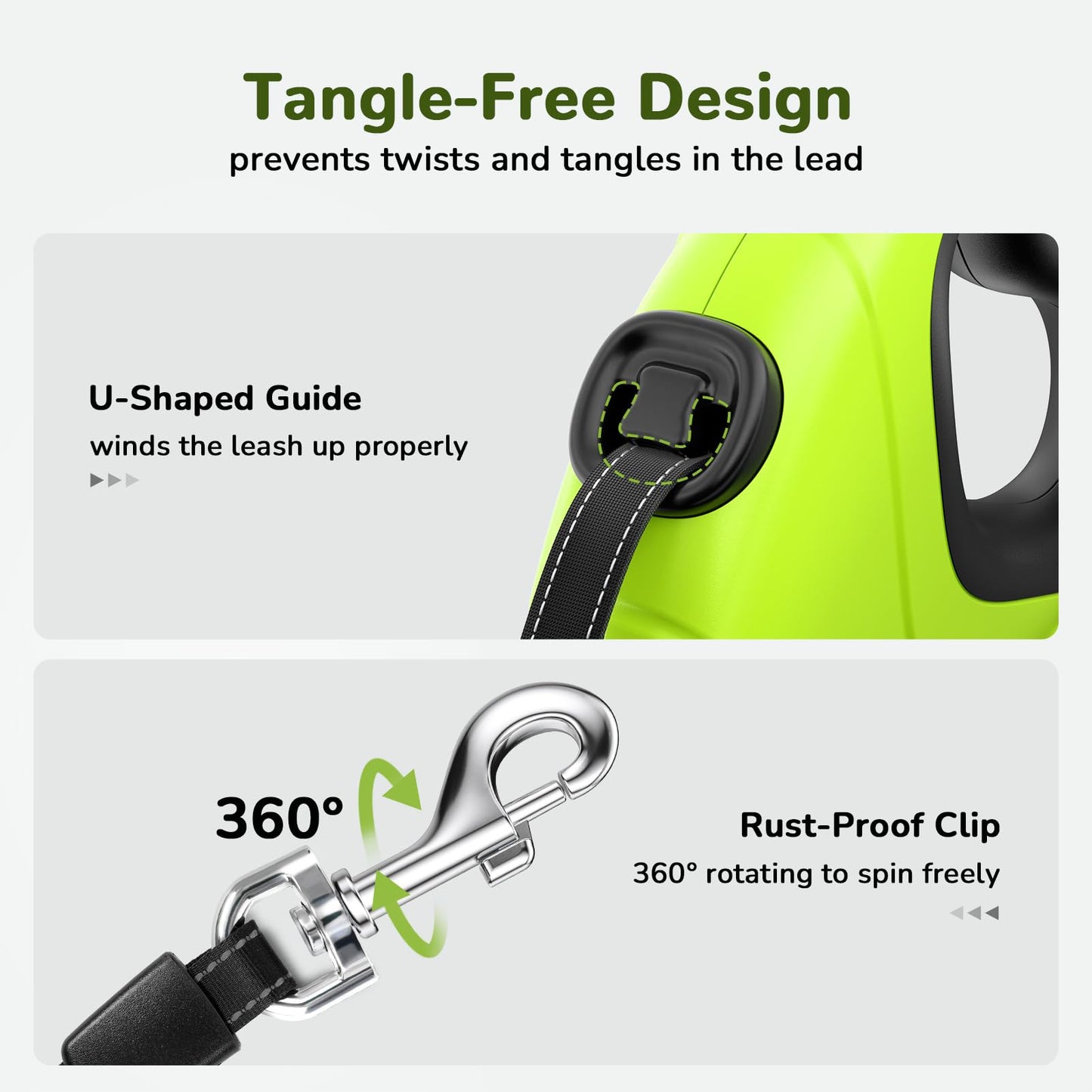 Pecute Retractable Dog Leash with Poo Bag Holder, 10m/32ft Extended dog Leash with 360° Tangle-Free, Anti-Slip Handle and Quick Brake Button, Suitable for Dogs Up to 110lbs/50kg in Weight