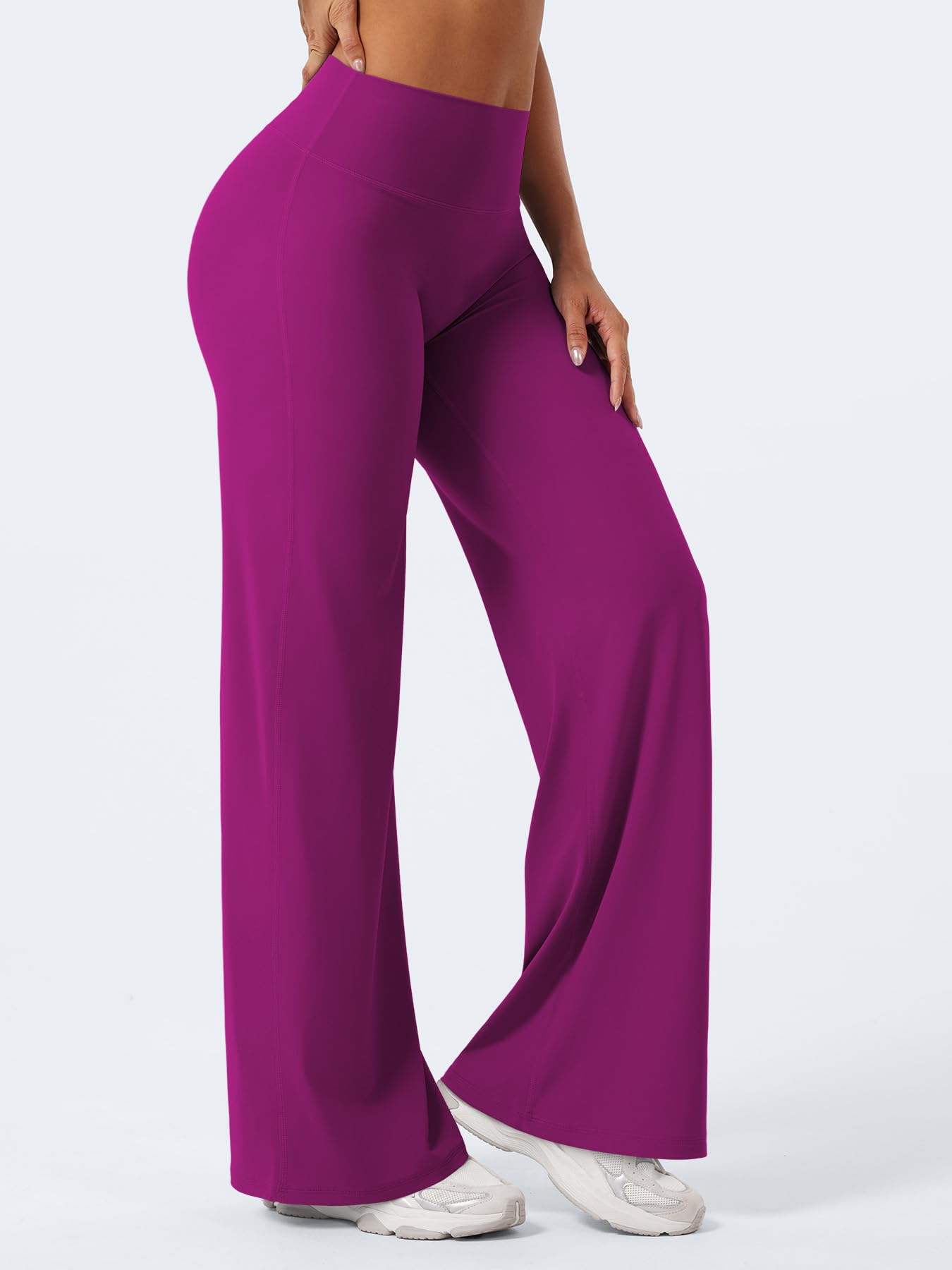 YEOREO Workout Leggings Womens No Front Seam Straight Leggings 31.5" High Waist Buttery Eddiy Gym Yoga Pants Rose Purple L