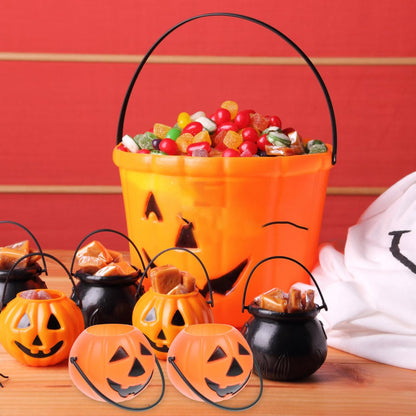 Kisangel 8pcs Pumpkin Bucket Plastic Buckets with Handles Candy Buckets for Kids Trick or Treat(3.14X2.36X1.77inch)