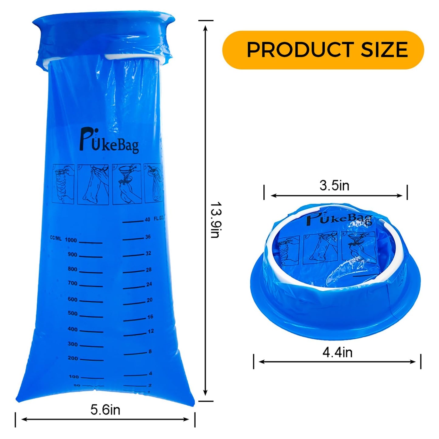 50 Pack Emesis Bag, Disposable Vomit Bags, Aircraft Barf Car Sickness Nausea Bags for Travel Motion Sickness