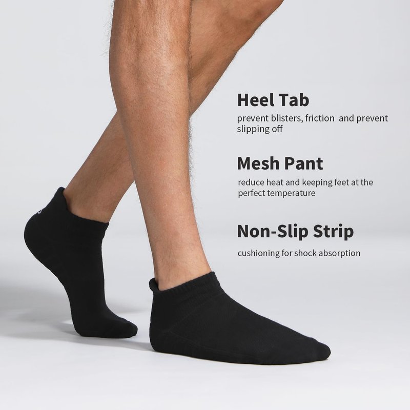 Lapulas Ankle Socks Cushioned No Show Sport Low Cut Socks for Men and Women 6Pairs Black Large