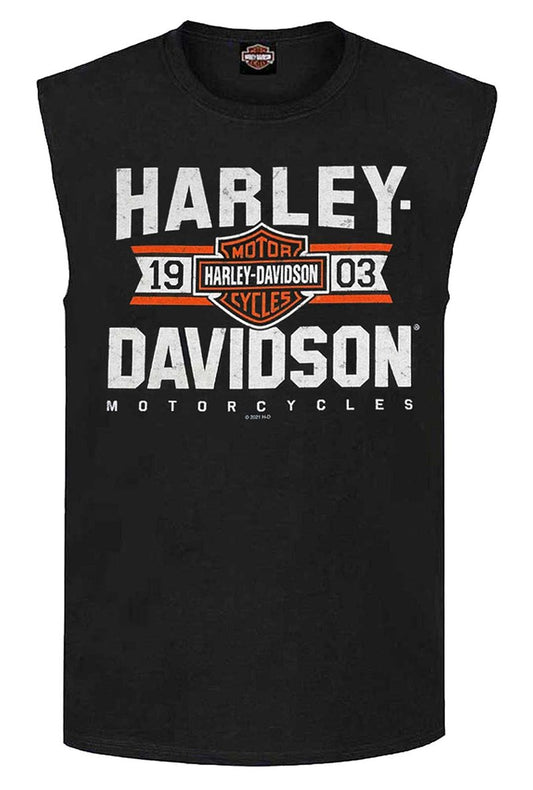 Harley-Davidson Men's Varsity B&S Sleeveless Cotton Muscle Shirt, Black (L)