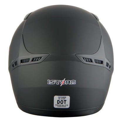 1STORM Motorcycle Bike Full FACE Helmet Booster MATT Black; Size L (59-60 CM)