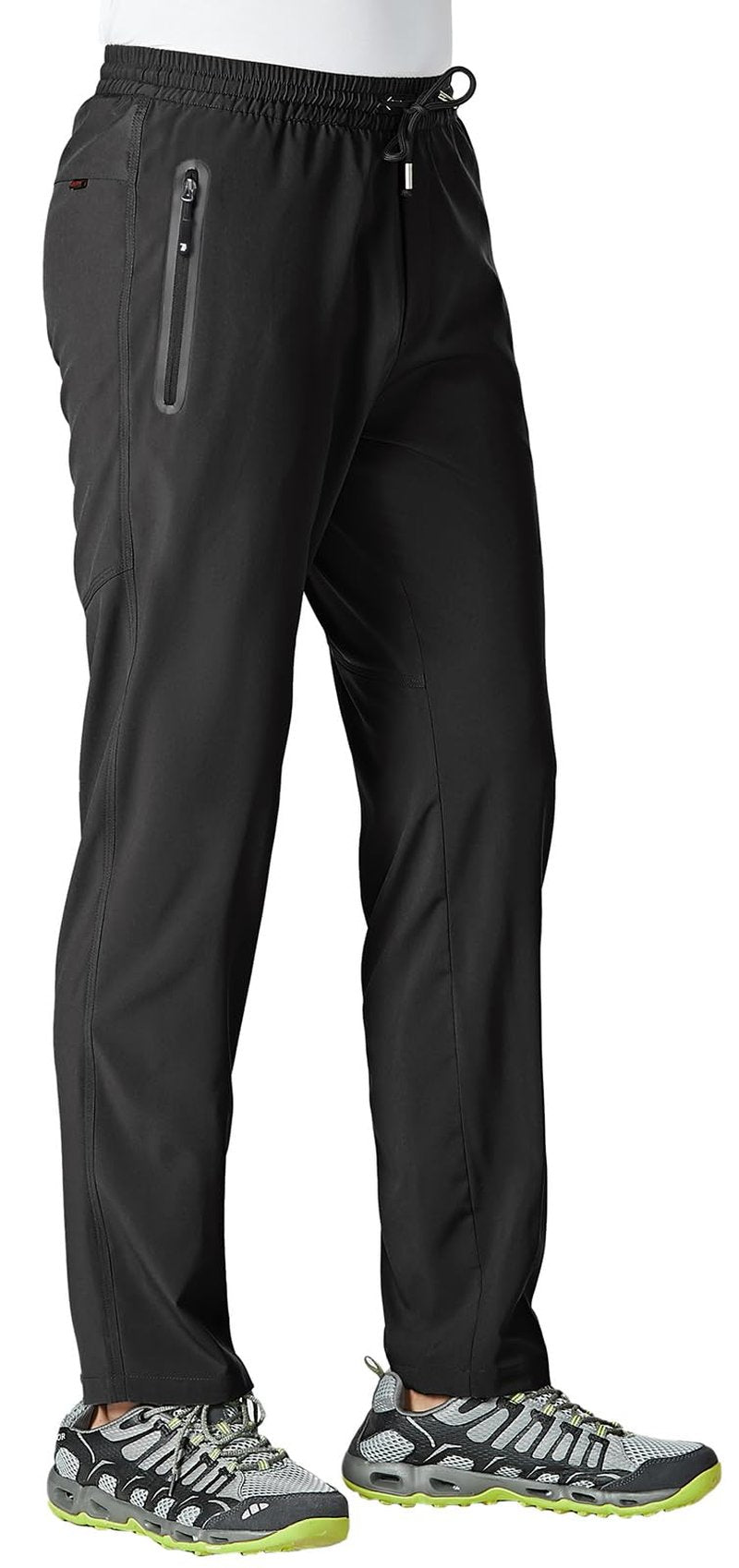 Rdruko Men's Casual Pants Lightweight Quick Dry Hiking Workout Running Sports Sweat Pants with Pockets(Black, US XL)