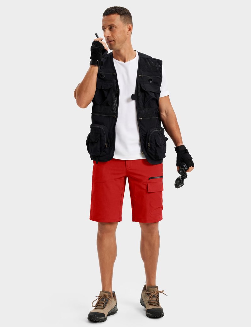 TACVASEN Mens Cargo Shorts Casual Dress Hiking Shorts Quick Dry Outdoor Waterproof Lightweight Tactical Work Fishing Travel Summer Red 40