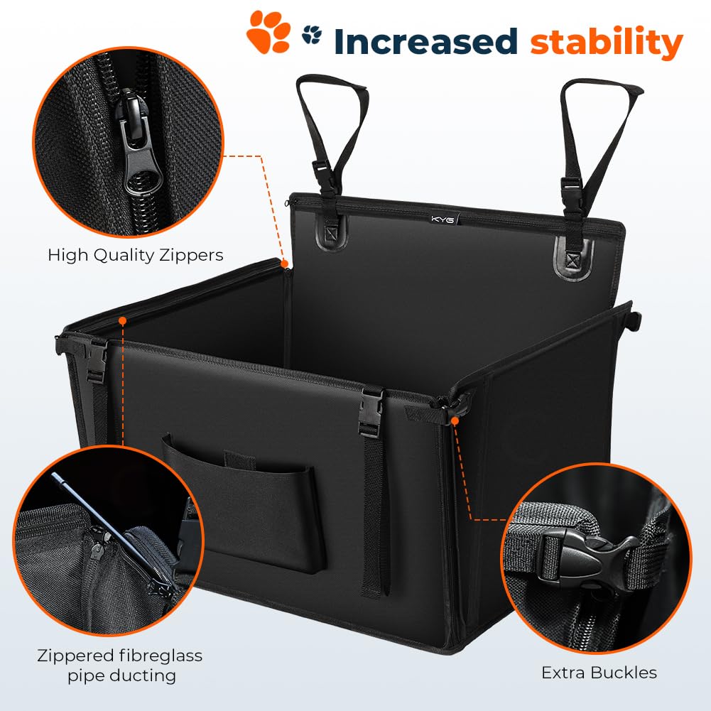 KYG Extra Stable Dog Car Seat Waterproof Dog Car Seat for Dogs Non-Slip Pet Car Seat Scratch Proof Car Seat for Dogs Large-with 4 Fastening Straps Dog Car Seat for Back Seat-up to 26 KG