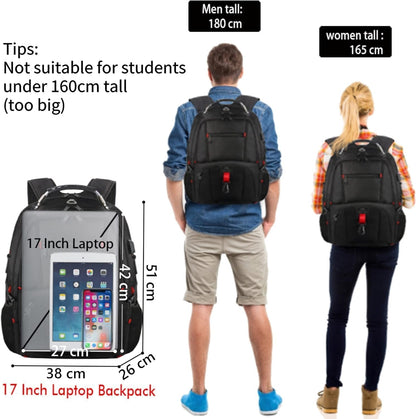 MATEIN Travel Laptop Backpack Large, 17.3 Inch Backpack 50L School Bag Water Resistant, Work Computer Rucksack for Men Anti Theft TSA with USB Charging Port, Laptop Bags for School College Business