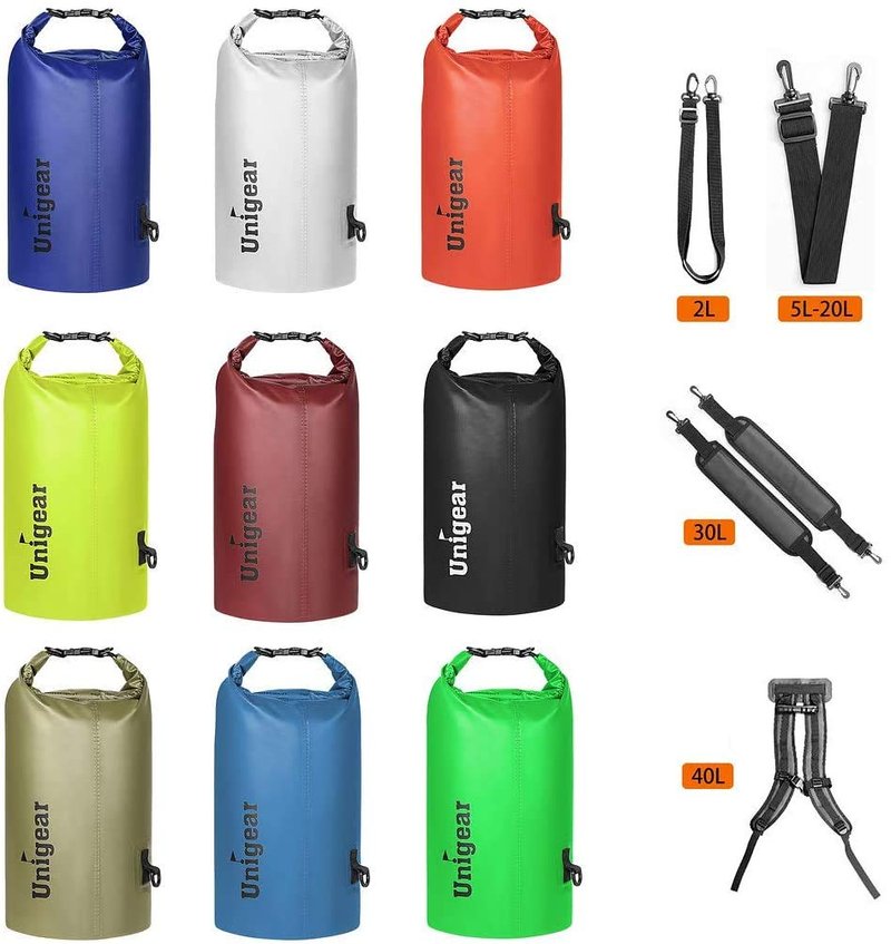 Unigear Dry Bag Waterproof, Floating and Lightweight Bags for Kayaking, Boating, Fishing, Swimming and Camping with Waterproof Phone Case (Gray, 40L)