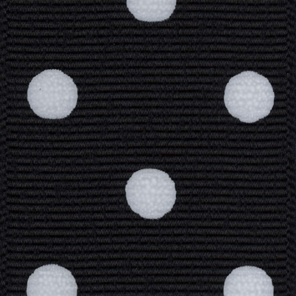 Offray 945889 1.5" Wide Grosgrain Ribbon, Black and White Polka Dot, 3 Yards