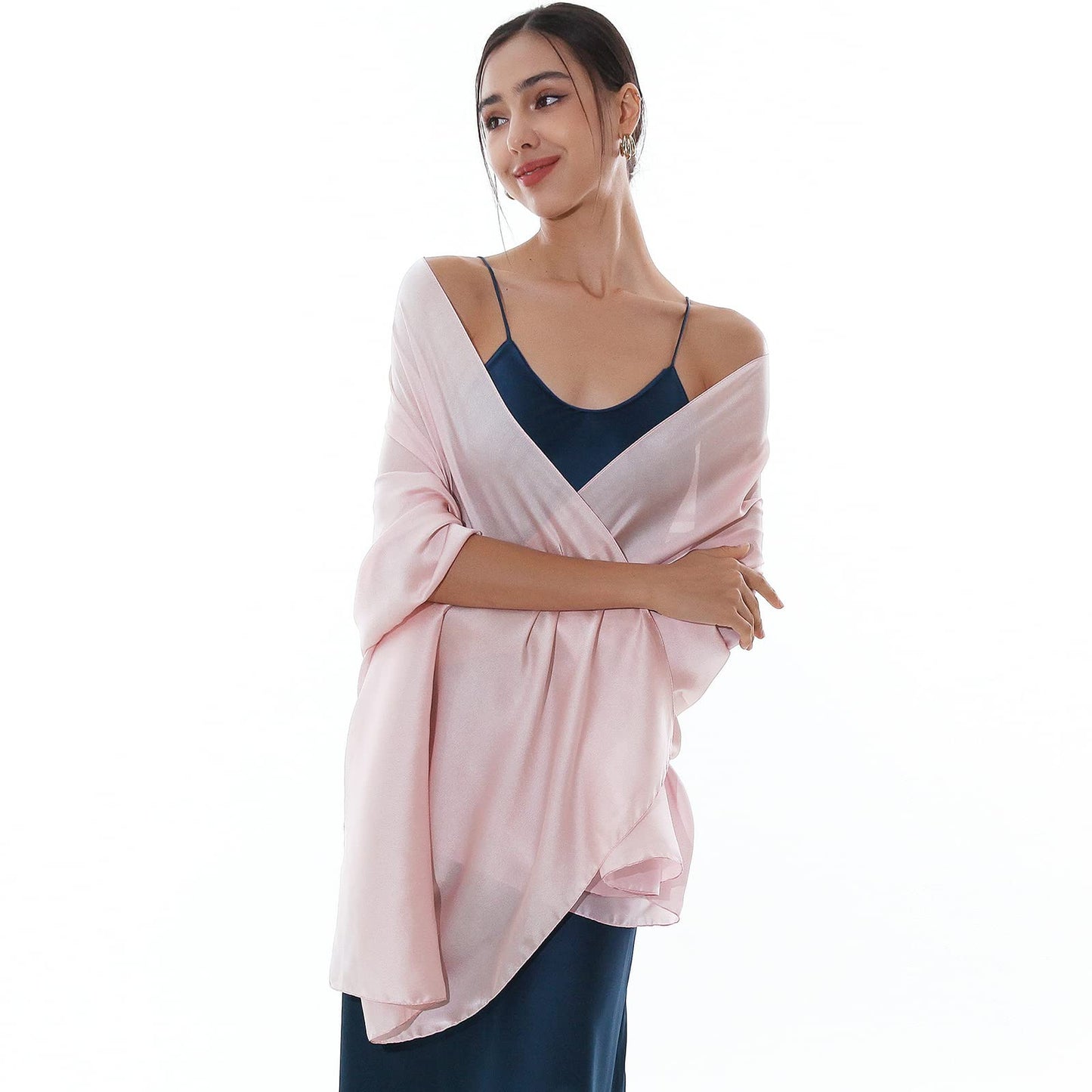 RIIQIICHY Ladies Pink Scarf Pashmina Shawls and Wraps for Weddings Like Silk Chffion Scarf for Women Evening Dresses