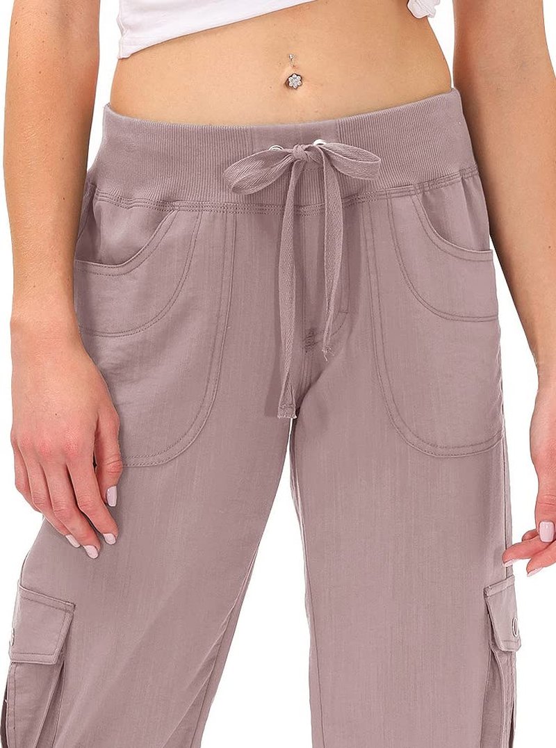 MoFiz Women's Hiking Cargo Shorts Quick Dry Lightweight Athletic Capri Pants for Camping Jogger with Pockets Pink 4XL