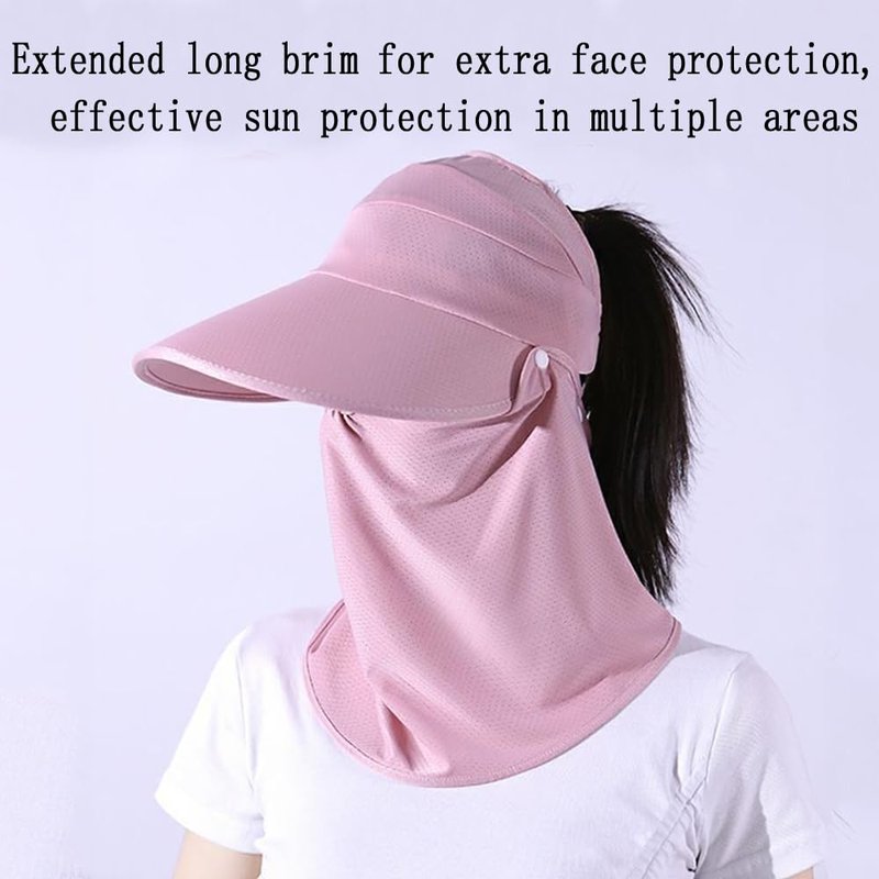 Outdoor UV Sun Protection Waterproof Breathable Face Neck Flap Cover Folding Sun Hat for Men/Women (Cotton Polyester, Sun Hat2-blue1)