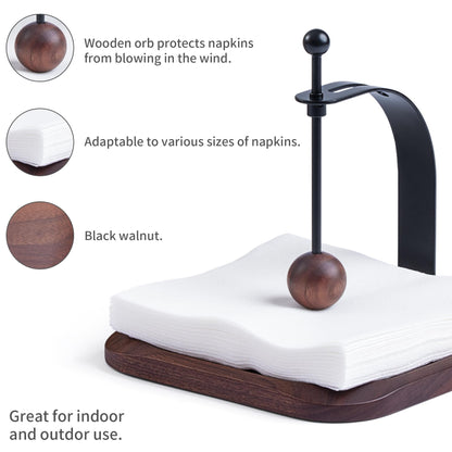 Celestree North American Black Walnut Napkin Holder Duty Solid Wood Tabletop Organizer Fits 5-7" Napkins Perfect for Table, Office, Restaurant, Home Decor Outdoor Use, Warm Gift Idea