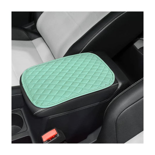 8sanlione Auto Center Console Pad, PU Leather Car Center Console Box Cushion, Non Slip Soft Armrest Seat Box Cover, Waterproof Vehicle Armrest Protector, Car Accessories for SUV Truck (Light Green)