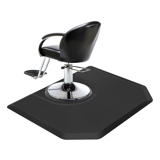 Lorvain 4’x5’ Salon Floor Mat for Anti Fatigue Barber Shop Chair Mat for Circle Chair Base Hair Stylist Beauty Floor Mats Thick Polygon Office Comfort Floor Mat for Salon & Barber Supplies, Black