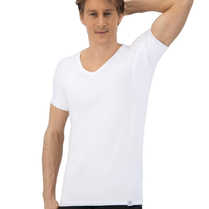 Fibershirts® Anti-Sweat Shirt - T-Shirt Against Sweat Stains - Anti-Sweat Undershirt - with ArmPads PRO & Silver Treatment - Men - V-Neck