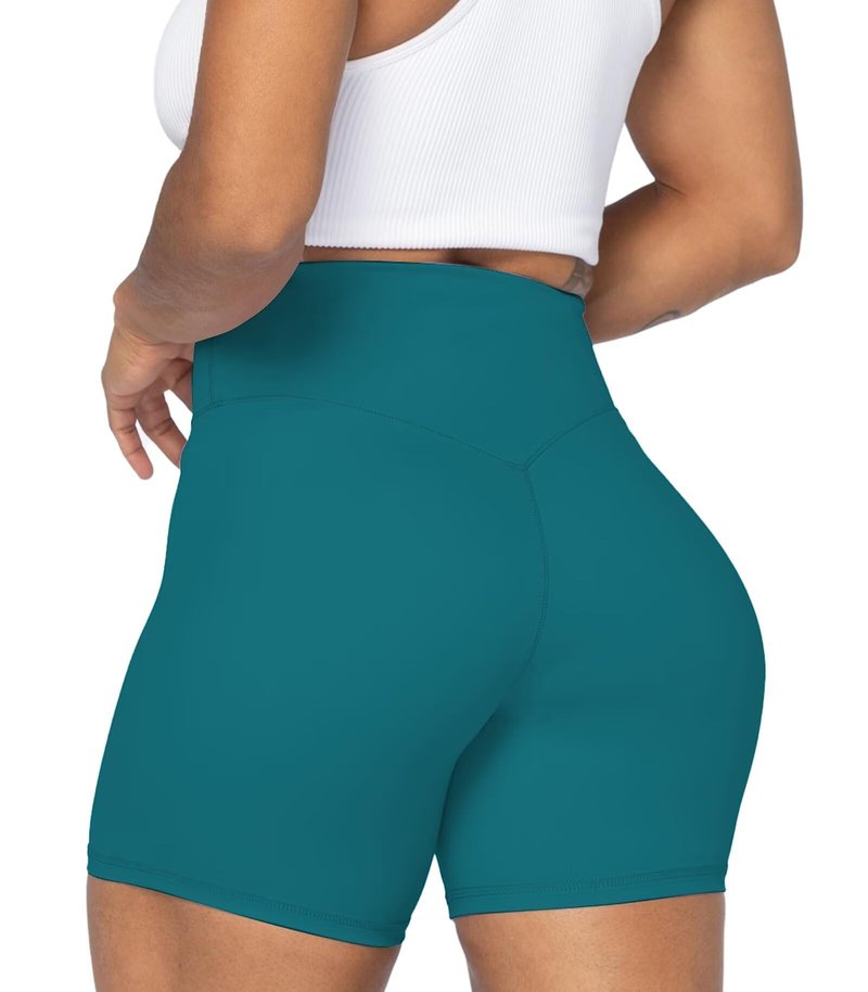 Sunzel Women's Biker Shorts in High Waist Tummy Control with No Front Seam 5" Deep Lagoon X-Small