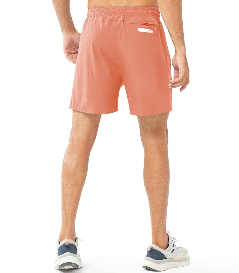NORTHYARD Men's Athletic Running Shorts Gym Workout 7"/9"/5" Quick Dry Lightweight Sports Basketball Tennis 3 Zipper Pockets PINKORANGE-5inch 2XL