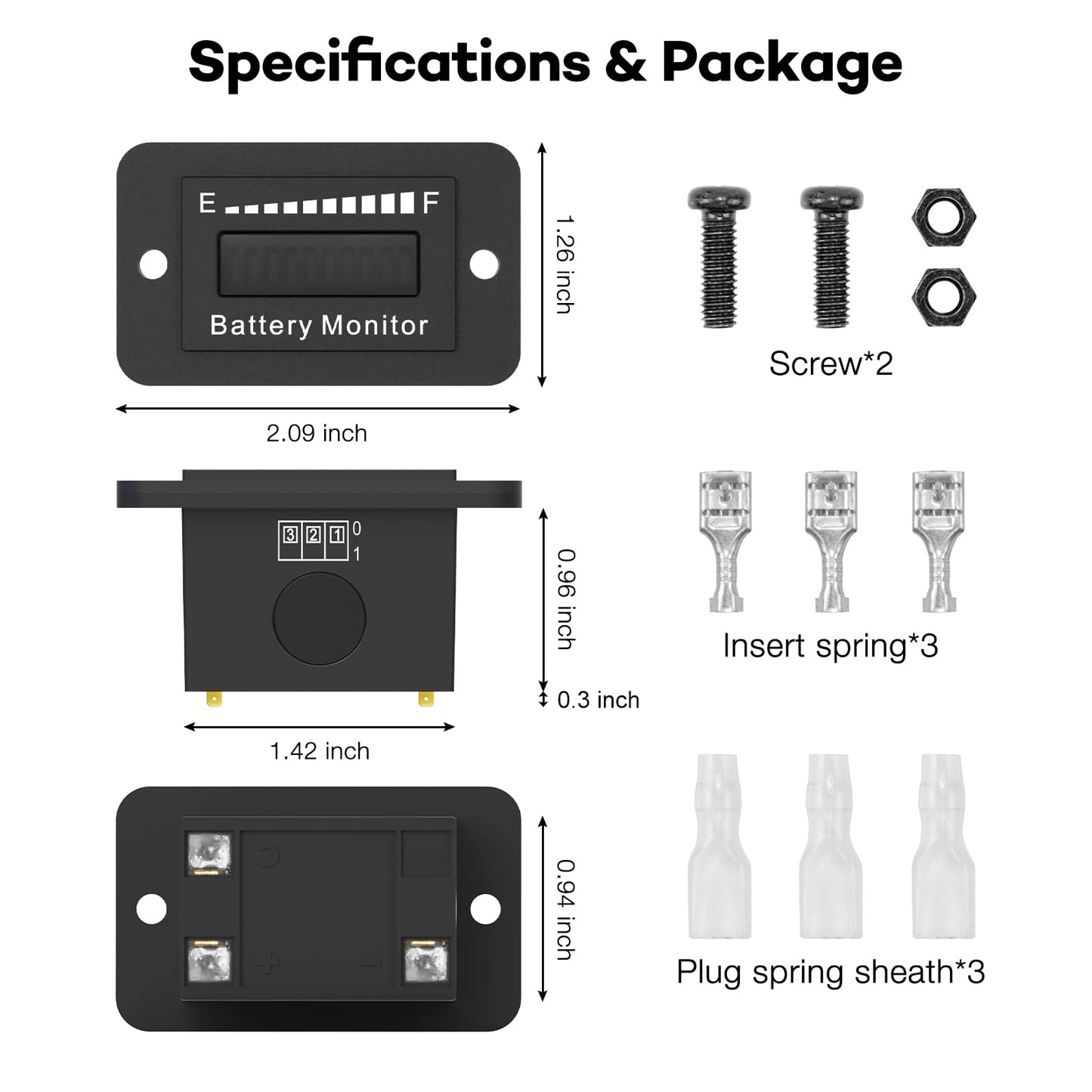 12V 24V 36V 48V 60V 72V LED Battery Monitor Meter Battery Fuel Gauge Indicator ELMCONFIG BM210 Lead-Acid&Lithium ion Battery Tester for Golf CART Yamaha Club CAR EZGO Stacking Machine Motorcycle