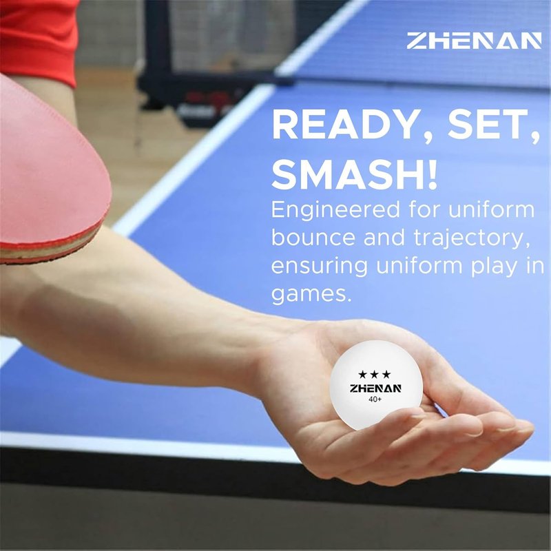 ZHENAN 20-Pack 3-Star 40+ New Material Ping Pong Balls,More Durable,Advanced Training Table Tennis Balls(White Practice Ping Pong Ball)，Competition and Recreational Play, Abs Ping Pong Ball