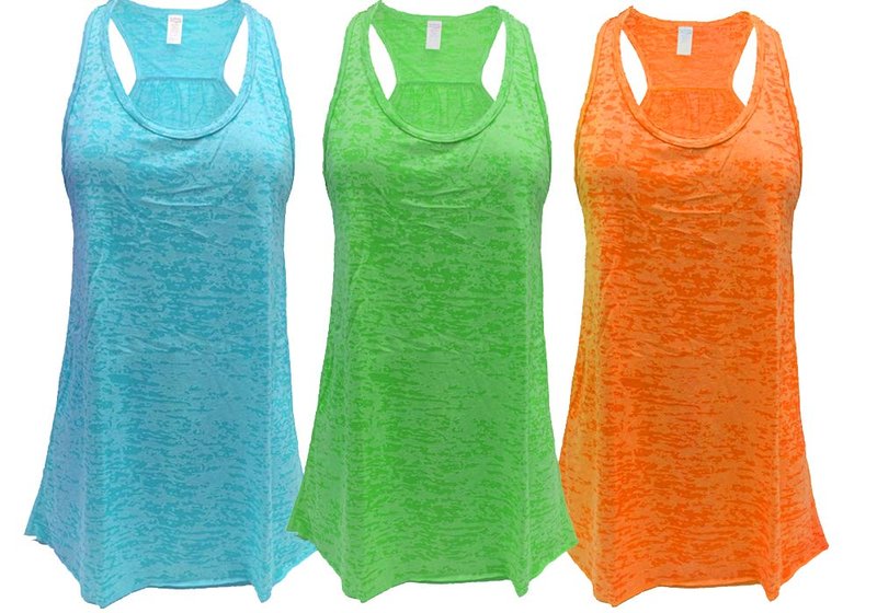Women’s Flowy Racerback Tank Top – Lightweight Athletic Sleeveless Workout Gym Shirt – Regular & Plus Pack of 3 (XL, Blue/Green/Orange)